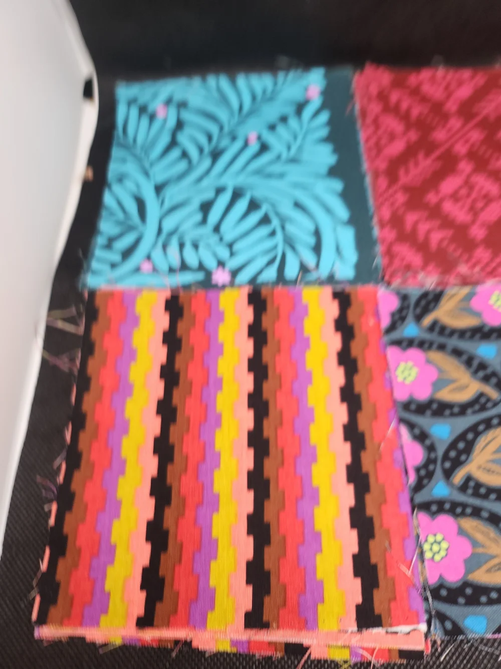 Floral & Geometric Print Cotton Skirt - Pink, Turquoise, Multi